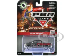 2021 Ram 1500 Limited Pickup Truck "PBR (Professional Bull Riders)" Gray Metallic with Graphics "Big Country Collectibles" 2025 Series 1/64 Diecast Model Car by Auto World