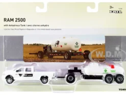 RAM 2500 Pickup Truck Farm Service White Anhydrous Ammonia Tanks Chassis Set 2 pieces 1/64 Diecast Models ERTL TOMY 16380