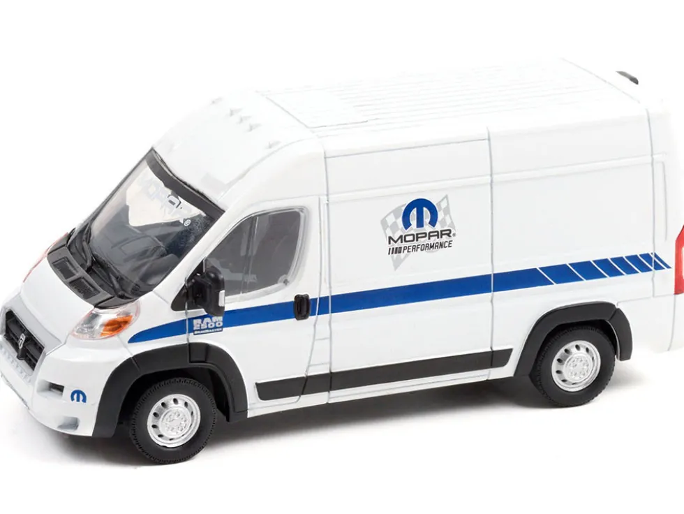 2018 RAM ProMaster 2500 Cargo High Roof Van "MOPAR Performance" White with Blue Stripes 1/43 Diecast Model Car by Greenlight