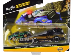 Ramp Truck #80 Dark Gray Metallic Gold Metallic Stripes JDM Garage 1980 Datsun 280ZX S130 #80 Green Metallic Stripes Elite Transport Series 1/64 Diecast Models Maisto 15055-22D