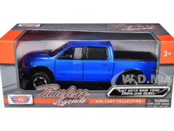 2019 RAM Rebel 1500 Crew Cab Pickup Truck Blue Metallic American Classics Series 1/24 1/27 Diecast Model Car Motormax 79358BL