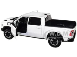 2019 RAM 1500 Rebel Crew Cab Pickup Truck White 1/24 Diecast Model Car Motormax 79358