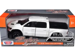 2019 RAM 1500 Rebel Crew Cab Pickup Truck White 1/24 Diecast Model Car Motormax 79358