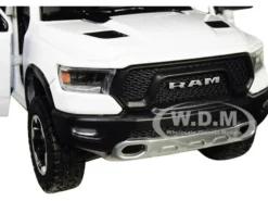 2019 RAM 1500 Rebel Crew Cab Pickup Truck White 1/24 Diecast Model Car Motormax 79358