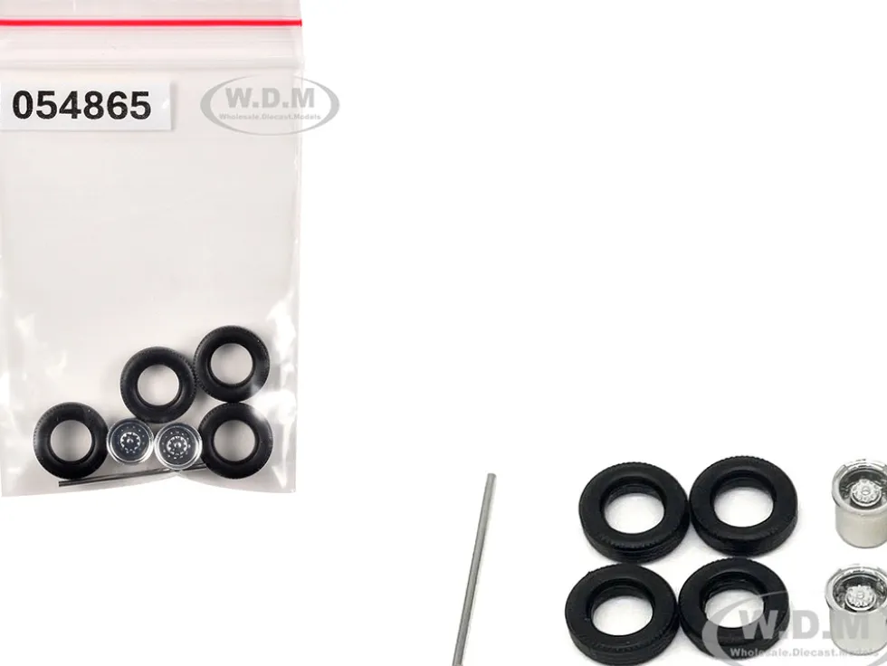 Rear Low Profile Wheelset Chrome 1/87 (HO) Plastic Model by Promotex
