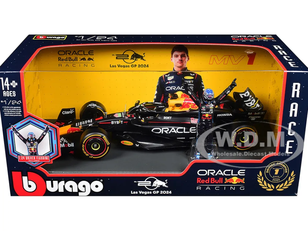 Red Bull Racing RB20 #1 Max Verstappen "Oracle" Winner Formula One F1 Championship "Drivers' Champion" (2024) with Driver Figure 1/24 Diecast Model Car by Bburago