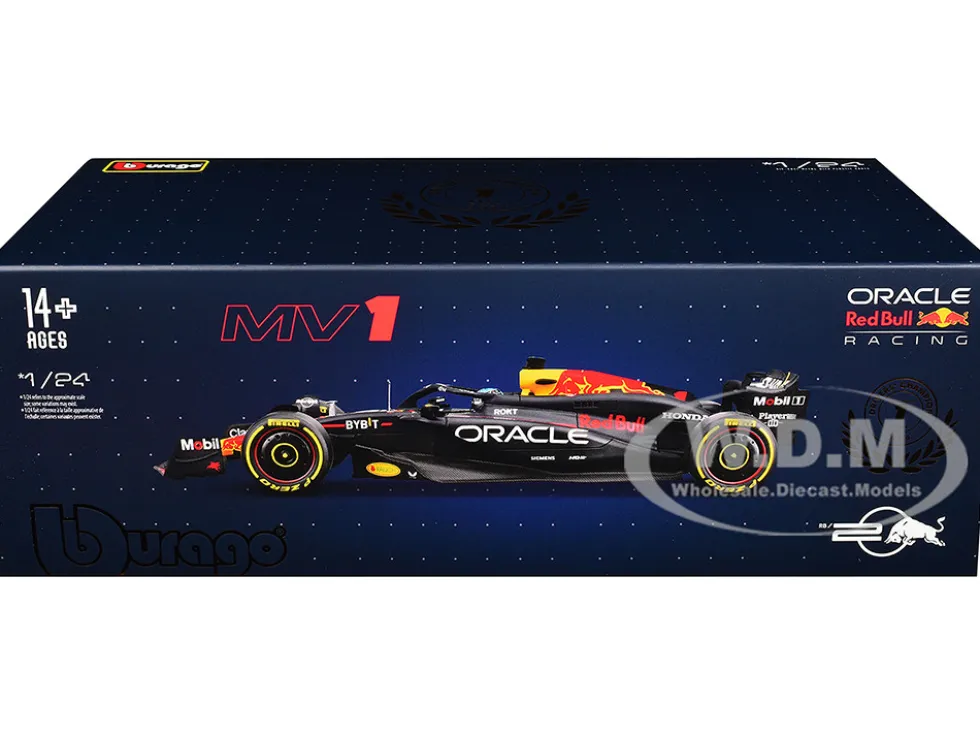 Red Bull Racing RB20 #1 Max Verstappen "Oracle" Winner Formula One F1 Championship "Drivers' Champion" (2024) with Display Case 1/24 Diecast Model Car by Bburago