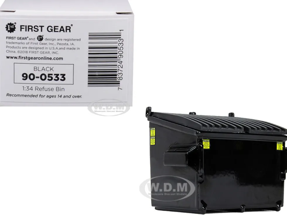 Refuse Trash Bin Black 1/34 Diecast Model First Gear 90-0533