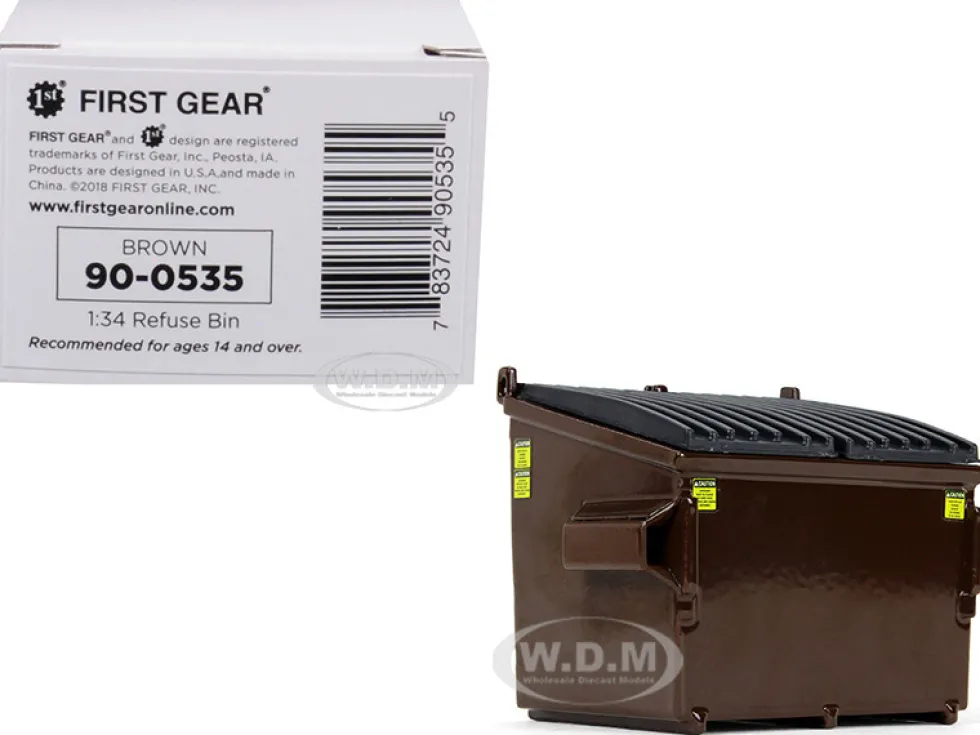 Refuse Trash Bin Brown 1/34 Diecast Model First Gear 90-0535