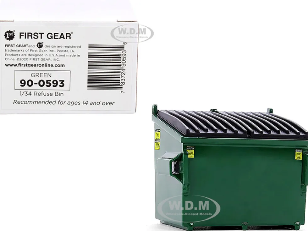Refuse Trash Bin Green 1/34 Diecast Model First Gear 90-0593