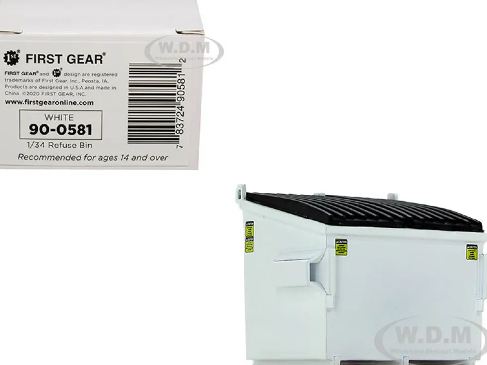 Refuse Trash Bin White 1/34 Diecast Model First Gear 90-0581
