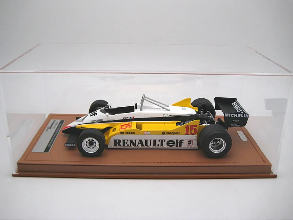 Renault RE30B #15 Alain Prost Winner Formula One F1 "South Africa GP" (1982) "Mythos Series" with Display Case Limited Edition to 50 pieces Worldwide 1/18 Model Car by Tecnomodel