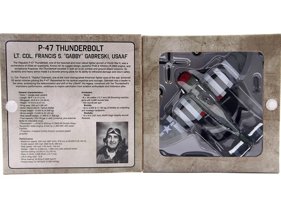 Republic P-47 Thunderbolt Fighter Aircraft "Lt. Col. Francis S. "Gabby" Gabreski" United States Army Air Forces 1/72 Diecast Model by Militaria Die Cast