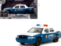Rick Grimes' Ford Crown Victoria "Sheriff" Blue and White "The Walking Dead" (2010-2022) TV Series "Hollywood Rides" Series 1/32 Diecast Model Car by Jada