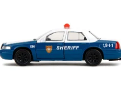 Rick Grimes' Ford Crown Victoria "Sheriff" Blue and White "The Walking Dead" (2010-2022) TV Series "Hollywood Rides" Series 1/32 Diecast Model Car by Jada