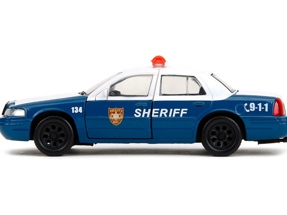Rick Grimes' Ford Crown Victoria "Sheriff" Blue and White "The Walking Dead" (2010-2022) TV Series "Hollywood Rides" Series 1/32 Diecast Model Car by Jada