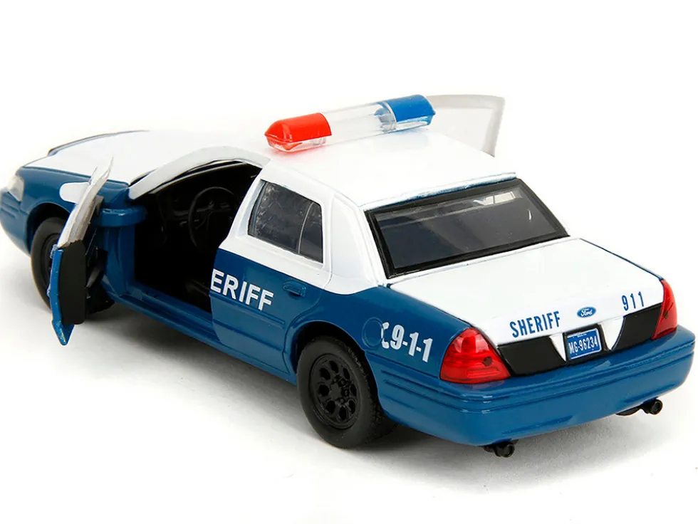 Rick Grimes' Ford Crown Victoria "Sheriff" Blue and White "The Walking Dead" (2010-2022) TV Series "Hollywood Rides" Series 1/32 Diecast Model Car by Jada
