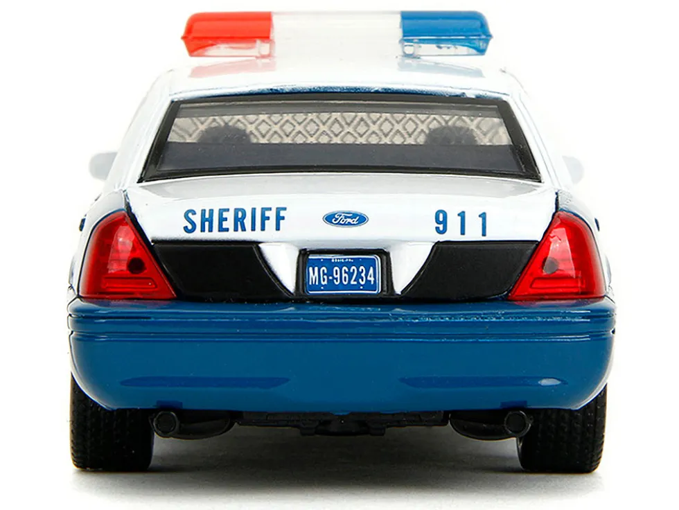 Rick Grimes' Ford Crown Victoria "Sheriff" Blue and White "The Walking Dead" (2010-2022) TV Series "Hollywood Rides" Series 1/32 Diecast Model Car by Jada