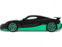 2023 Rimac Nevera Black with Green Stripes 1/18 Model Car by GT Spirit