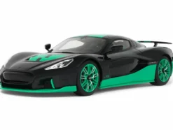 2023 Rimac Nevera Black with Green Stripes 1/18 Model Car by GT Spirit