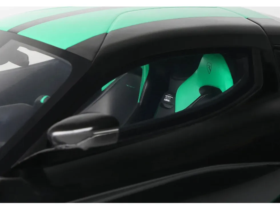 2023 Rimac Nevera Black with Green Stripes 1/18 Model Car by GT Spirit
