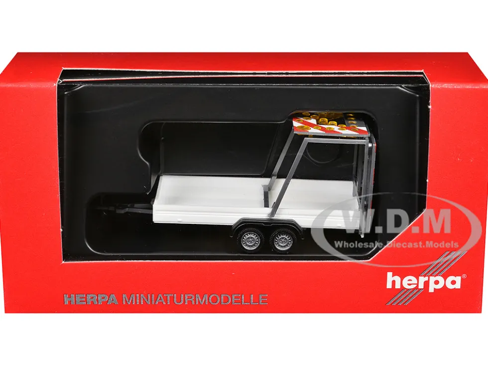 Road Maintenance Trailer White with Striped Top 1/87 (HO) Plastic Model by Promotex