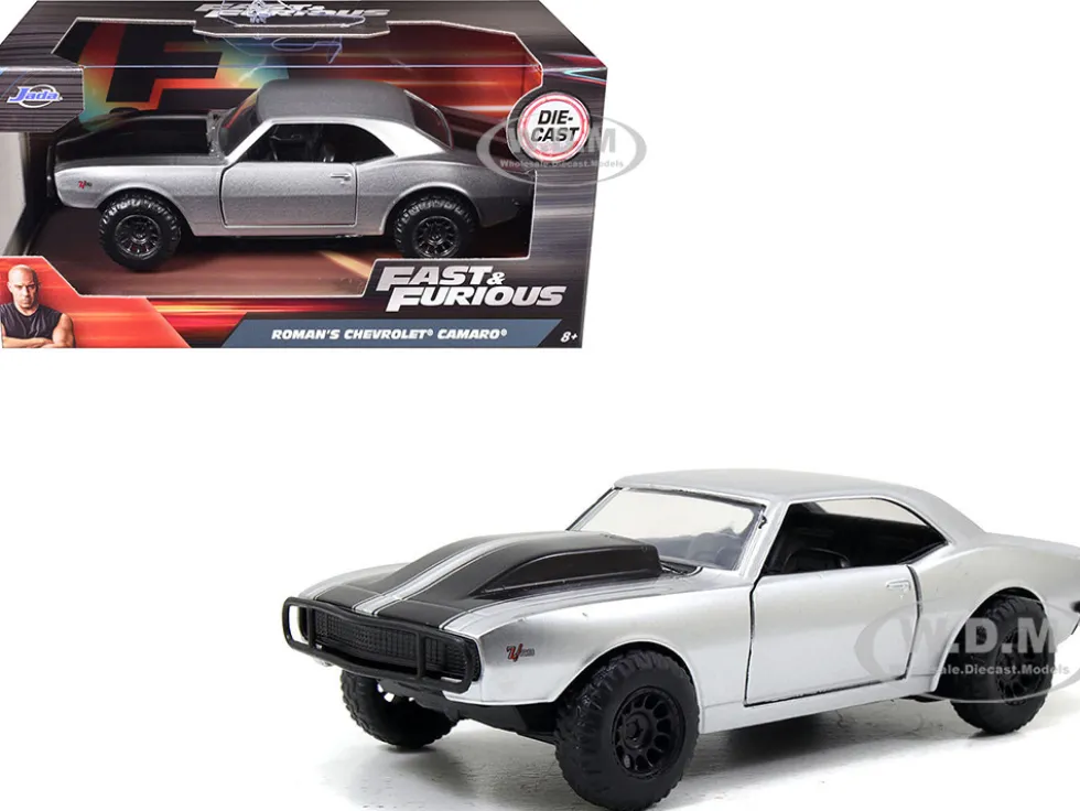 Roman's Chevrolet Camaro Z/28 Silver Black Stripes Fast & Furious 7 2015 Movie 1/32 Diecast Model Car Jada 97186