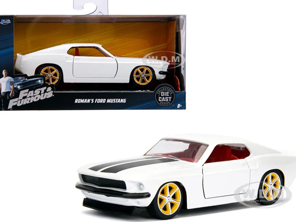 Roman's Ford Mustang White Red Interior Fast Furious Movie 1/32 Diecast Model Car Jada 99517