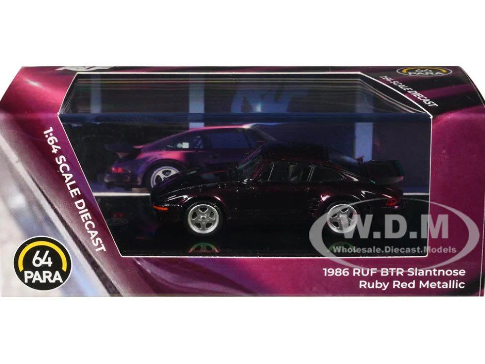 1986 RUF BTR Slantnose Ruby Red Metallic 1/64 Diecast Model Car by Paragon Models