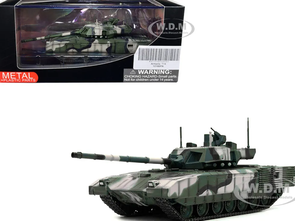 Russian T14 Armata MBT Main Battle Tank Multi Woodland Camouflage Armor Premium Series 1/72 Diecast Model Panzerkampf 12166PA