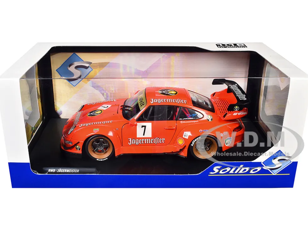 2020 RWB Bodykit #7 "Jagermeister" Orange with Graphics 1/18 Diecast Model Car by Solido