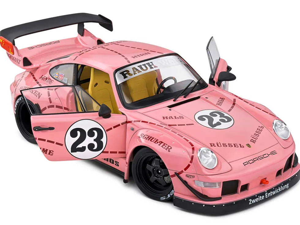 2020 RWB Bodykit #23 "Pink Pig" Pink with Graphics 1/18 Diecast Model Car by Solido