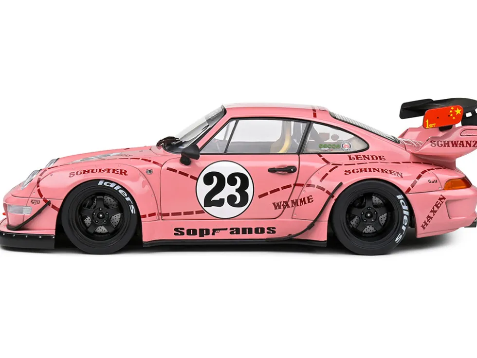 2020 RWB Bodykit #23 "Pink Pig" Pink with Graphics 1/18 Diecast Model Car by Solido