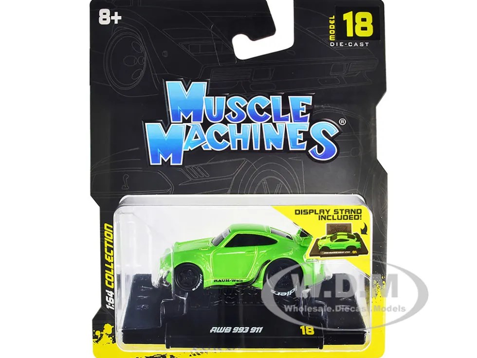 RWB 911 993 Bright Green RAUH-Welt BEGRIFF 1/64 Diecast Model Car Muscle Machines 15548
