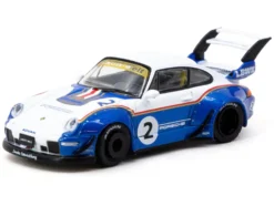 RWB 993 #2 "Liberty Walk" White and Blue Metallic with Container Packaging "Hobby64" Series 1/64 Diecast Model Car by Tarmac Works