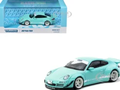 RWB 997 "Lomianki" Light Blue with White Stripes "Hobby64" Series 1/64 Diecast Model Car by Tarmac Works
