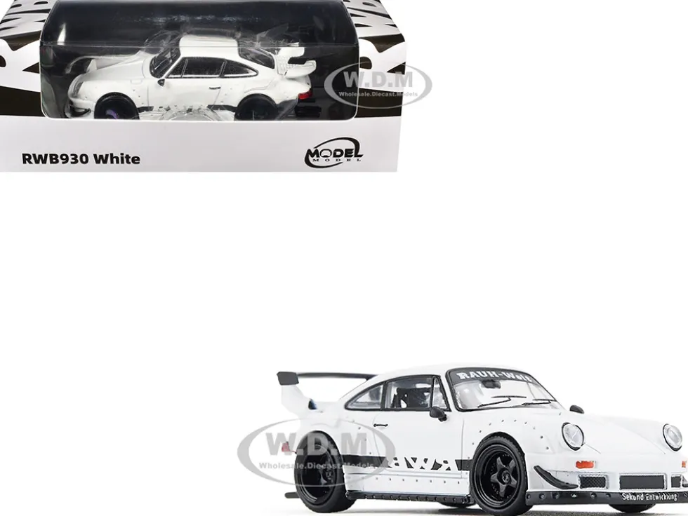 RWB 930 Matt White with Black Stripes 1/64 Diecast Model Car by Model Model