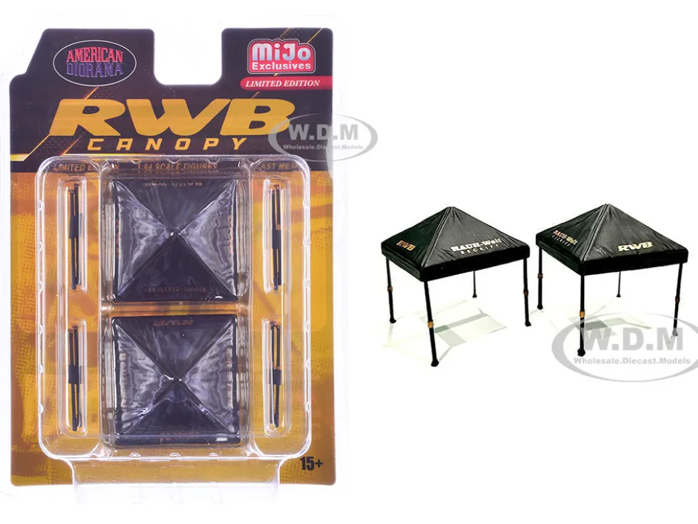 RWB (RAUH-Welt BEGRIFF) Canopy 2 Piece Set Black Limited Edition for 1/64 Scale Models by American Diorama