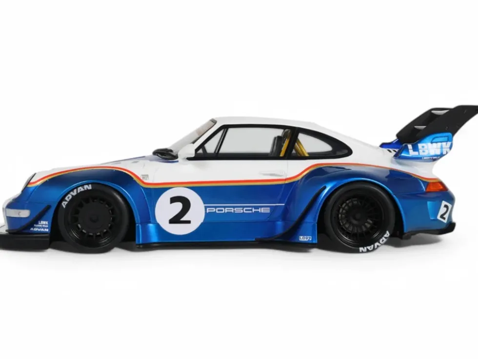 2023 RWB x Liberty Walk 993 #2 White and Blue Metallic with Graphics 1/18 Model Car by GT Spirit