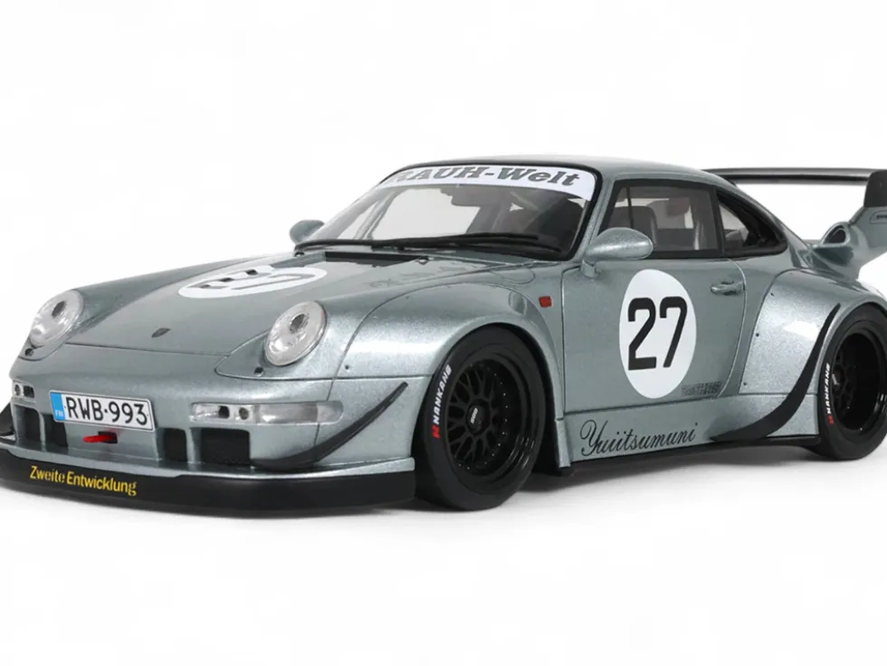 2024 RWB Yuiitsumuni #27 Silver Metallic 1/18 Model Car by GT Spirit