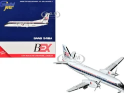 Saab 340A Commercial Aircraft "Business Express Airlines - The Delta Connection" (N749BA) White with Blue and Red Stripes 1/400 Diecast Model Airplane by GeminiJets