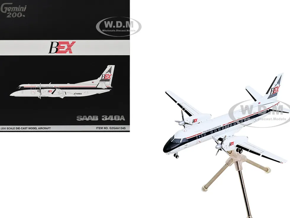 Saab 340A Commercial Aircraft "Delta Connection - Business Express Airlines" (N749BA) White with Dark Blue and Red Stripes "Gemini 200" Series 1/200 Diecast Model Airplane by GeminiJets
