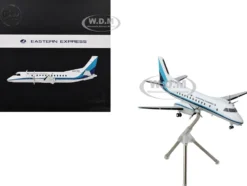 Saab 340A Commercial Aircraft "Eastern Express/Bar Harbor" (N407BH) White with Blue Stripes "Gemini 200" Series 1/200 Diecast Model Airplane by GeminiJets