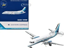 Saab 340B Commercial Aircraft "Eastern Express" (N407BH) White with Blue Stripes 1/400 Diecast Model Airplane by GeminiJets