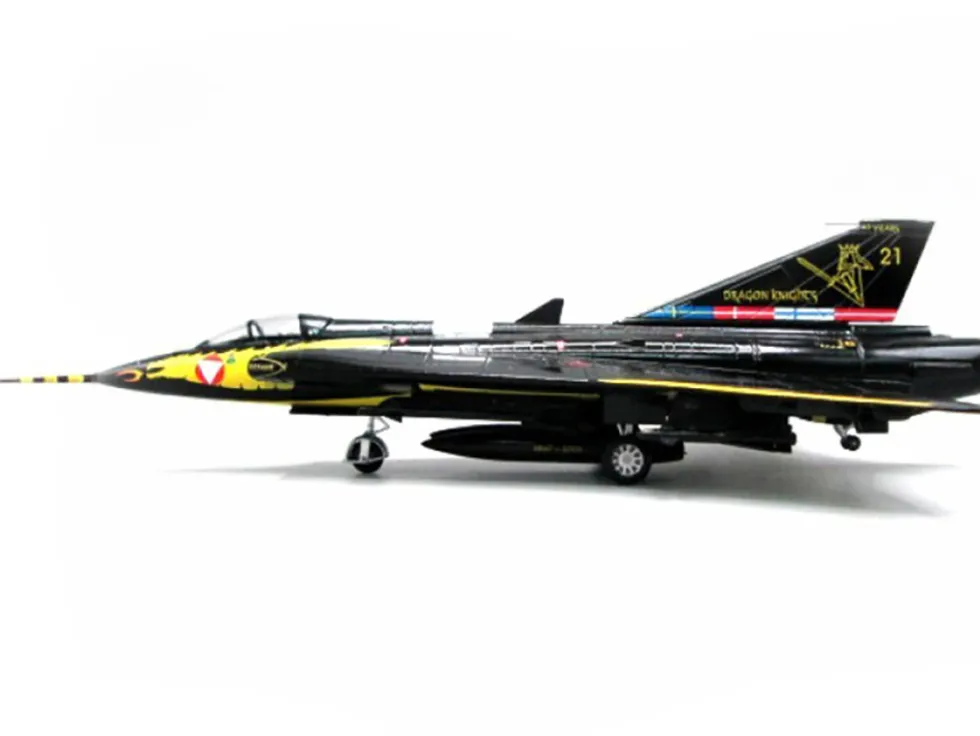 Saab Draken Fighter Aircraft "21, Draken 45th Anniversary, Dragon Knights, Retirement Livery" (2005) Austrian Air Force 1/72 Diecast Model Airplane by Aviation 72