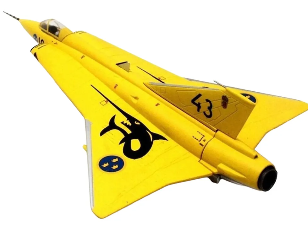 Saab J35J Draken Fighter Aircraft "43-10, 3 "Johan Gul" Squadron, 10 Wing, Final Flight Livery" (1997) Swedish Air Force 1/72 Diecast Model Airplane by Aviation 72