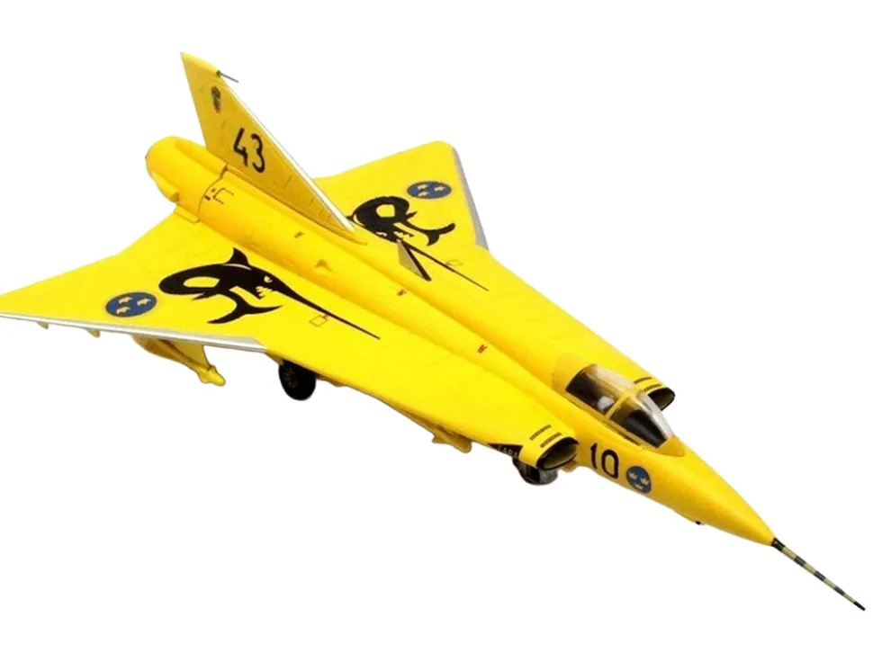 Saab J35J Draken Fighter Aircraft "43-10, 3 "Johan Gul" Squadron, 10 Wing, Final Flight Livery" (1997) Swedish Air Force 1/72 Diecast Model Airplane by Aviation 72