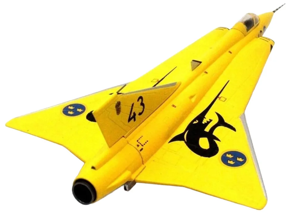 Saab J35J Draken Fighter Aircraft "43-10, 3 "Johan Gul" Squadron, 10 Wing, Final Flight Livery" (1997) Swedish Air Force 1/72 Diecast Model Airplane by Aviation 72