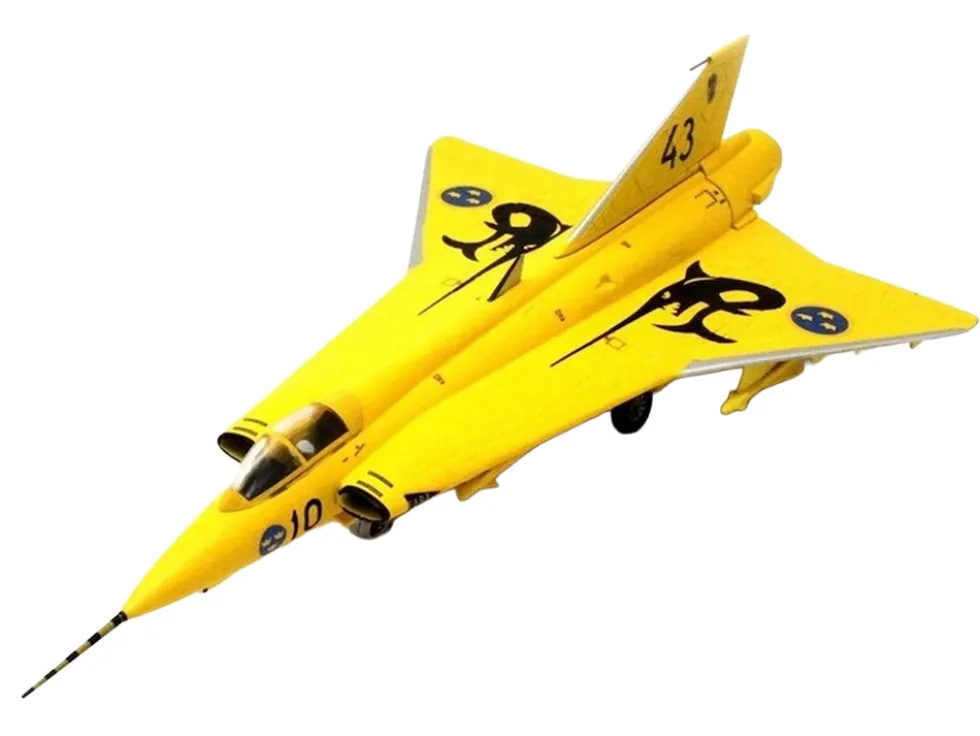 Saab J35J Draken Fighter Aircraft "43-10, 3 "Johan Gul" Squadron, 10 Wing, Final Flight Livery" (1997) Swedish Air Force 1/72 Diecast Model Airplane by Aviation 72