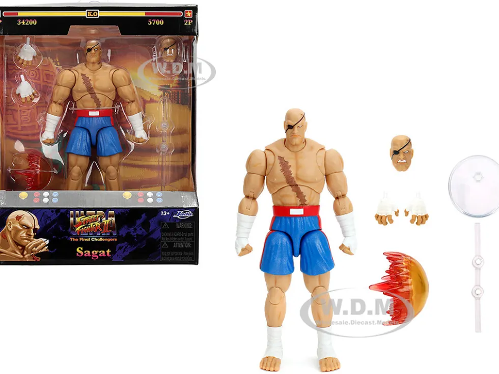 Sagat 7.5" Moveable Figure with Accessories and Alternate Head and Hands "Ultra Street Fighter II: The Final Challengers" (2017) Video Game Model by Jada